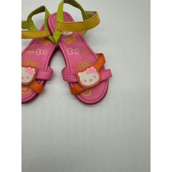 Hello Kitty Kids Sandals For Girls with Straps Hook & Loop Sz 12 Neon Multicolor - Picture 3 of 8